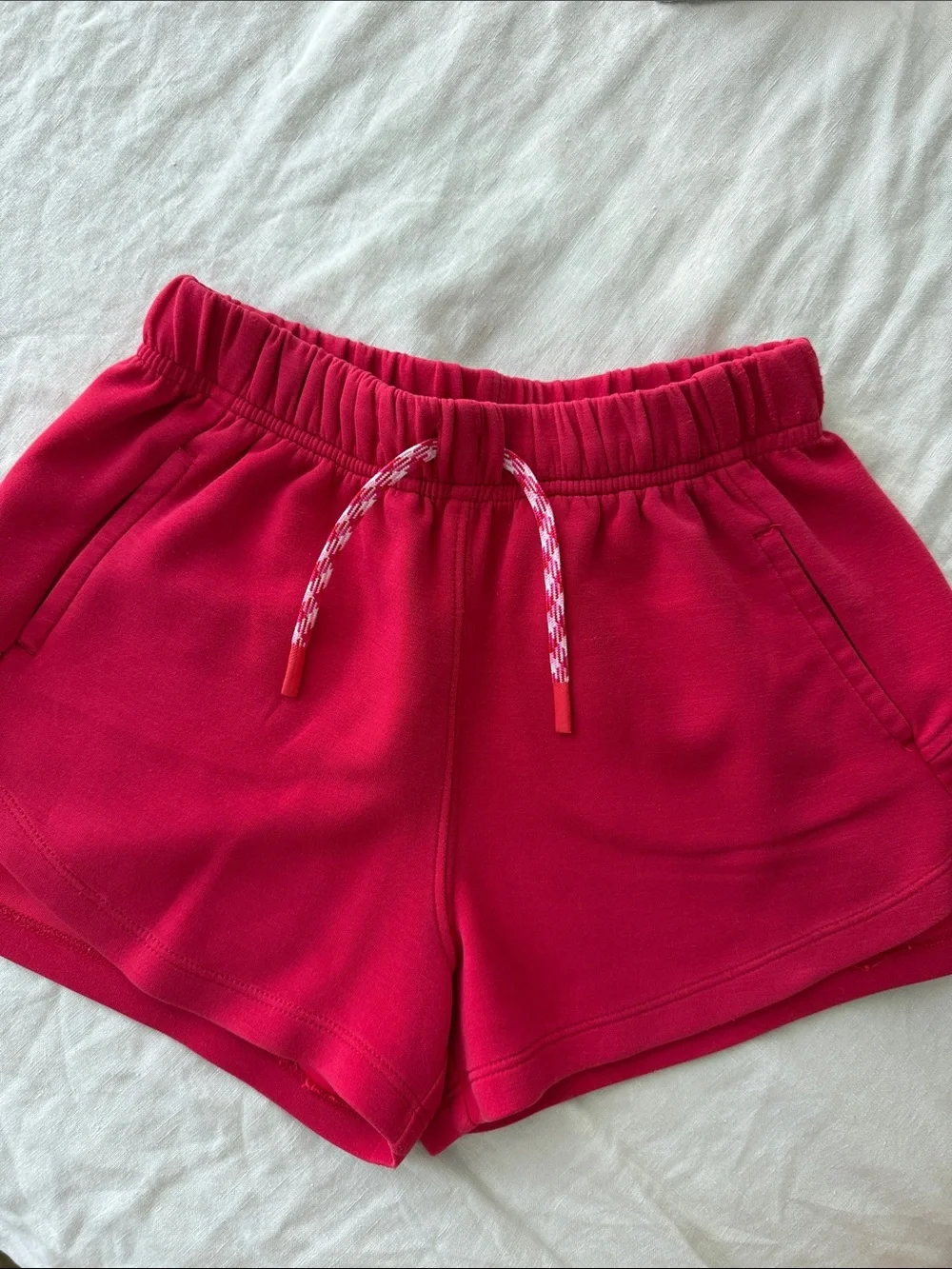 Girls Hot RED Elastic-Waist Drawstring Shorts - Casual Active Style